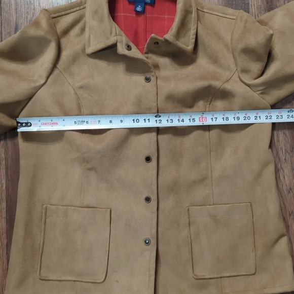 Evan-Picone Woman Camel Faux Suede Snap Down Jacket w/ Lining & Pockets Size 1X. - Picture 10 of 16